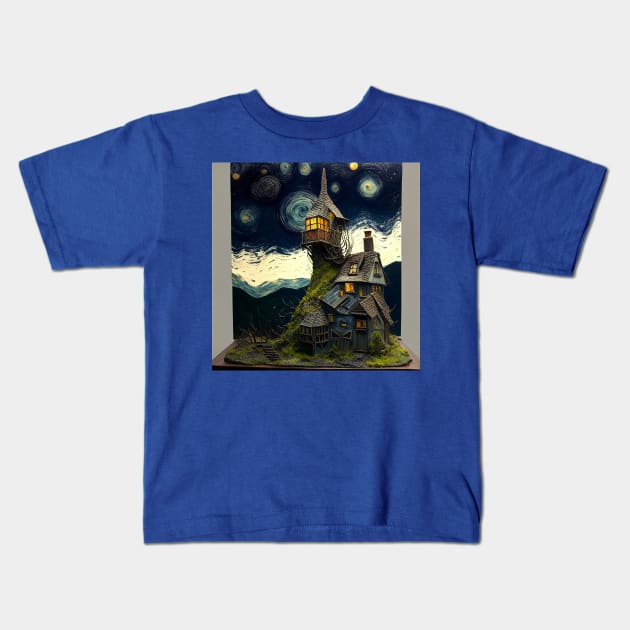 Starry Night Over The Burrow Kids T-Shirt by Grassroots Green